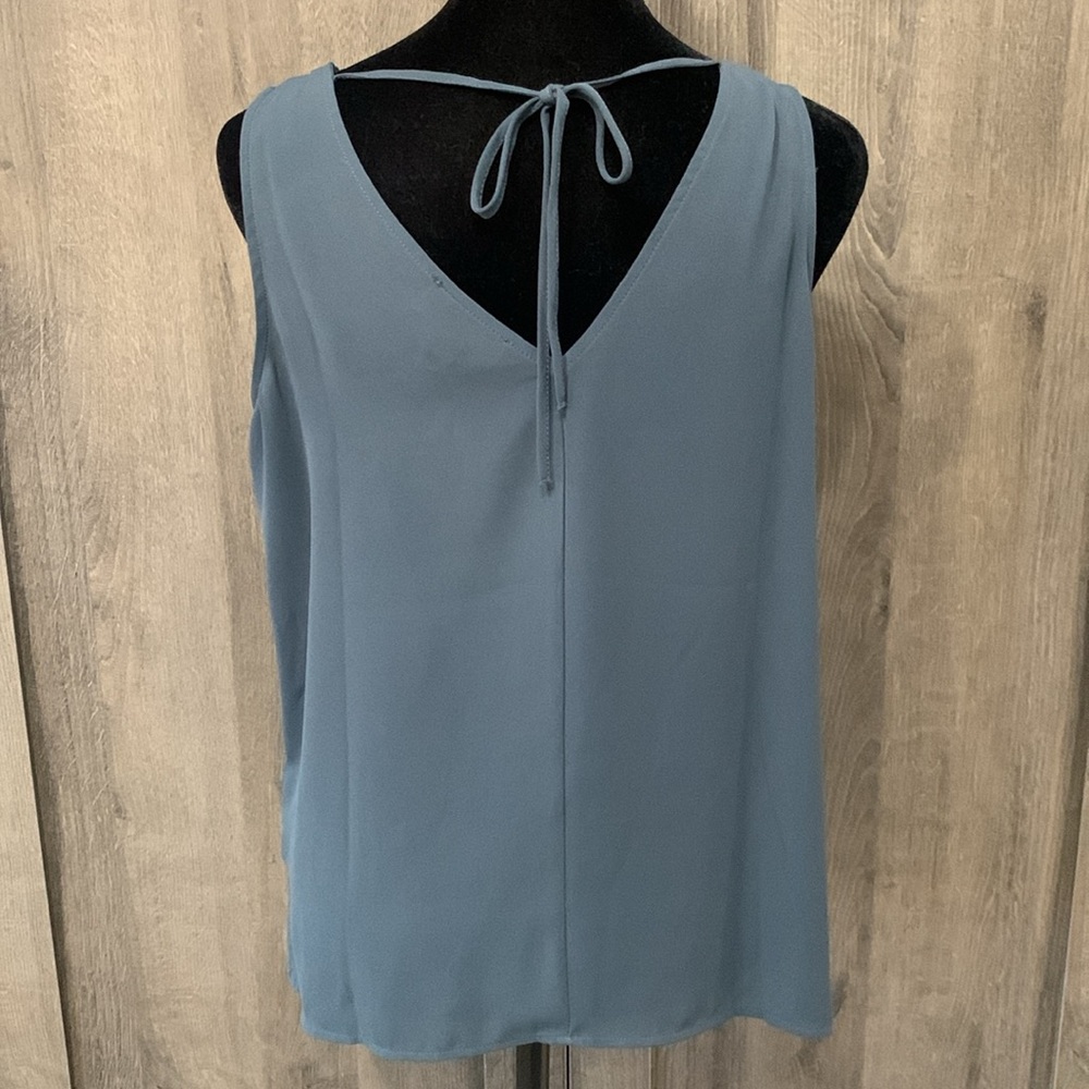 Ann Taylor Loft Outlet Navy Antique Blue Sleeveless Tunic Blouse Women's Small P - Picture 4 of 8